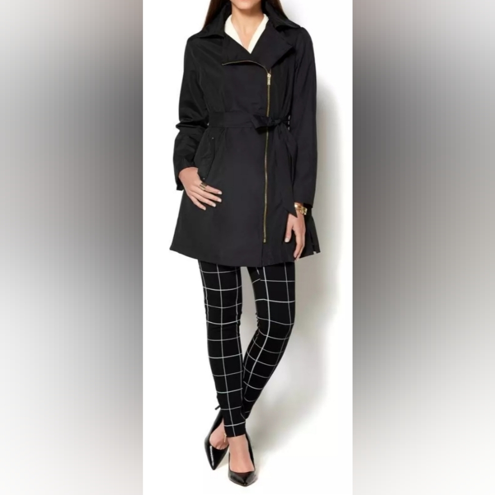 IMAN Runway Chic Women's Luxurious Trench Coat Jacket Black XL Size